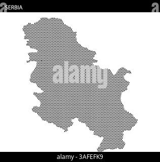 An abstract depiction of Serbia’s outline in a dotted pattern, showcasing geographic features creatively. Stock Vector
