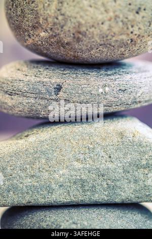 Detail of stones balanced on top of each other Stock Photo