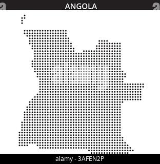 A detailed outline of Angola is represented using dot patterns ...