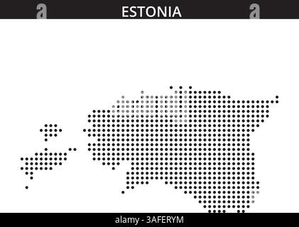 A representation of Estonia drawn using a unique dot pattern, showcasing its geographic layout and borders with clarity and precision. Stock Vector
