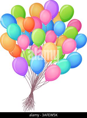 Set of colorful realistic balloons in the shape of star, heart and ...