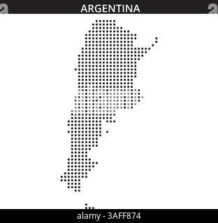 Dotted representation of Argentina showcases its unique outline while prominently displaying the country's name above. Stock Vector