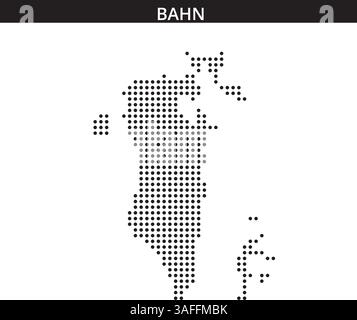 This artwork showcases an outline of Bahrain filled with a unique dot pattern, set against an abstract background. Stock Vector