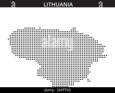 The outline of Lithuania is displayed using a dotted pattern, providing a unique representation of the country's shape and borders. Stock Vector