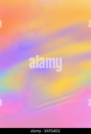 Colourful blurry abstract rainbow gradient background. Smooth transitions of vivid bright colours with noise. Trendy wallpaper with film grain effect. Stock Photo