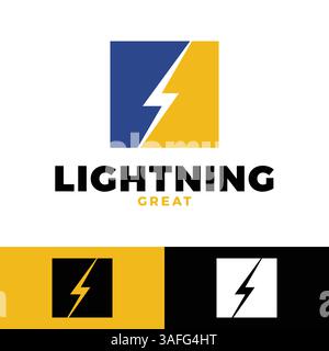 lightning icon logo design template Stock Vector