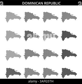 Square dots pattern map of Dominican Republic. Dotted pixel map with ...