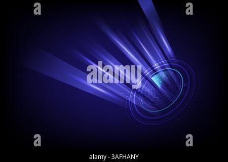 Abstract technology concept Radar perspective triangle and scan beam blue circle line light glow, Vector illustration Stock Vector