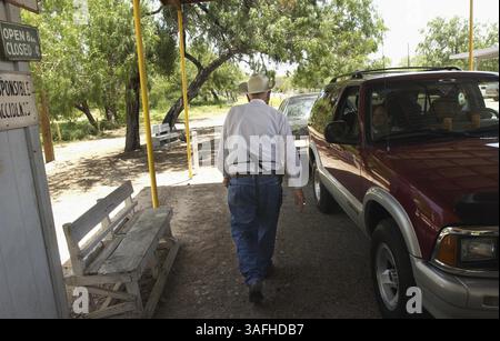 The hand-pulled Los Ebanos Ferry or El Chalan, formally known as the ...