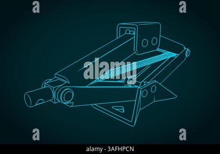 Car scissor jack lift stylized vector illustration Stock Vector