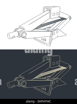 Car scissor jack lift stylized vector illustrations Stock Vector