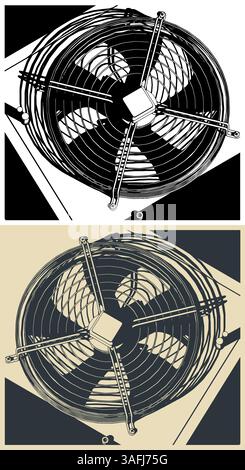 Industrial air conditioner or ventilation system outdoor unit stylized vector illustrations Stock Vector