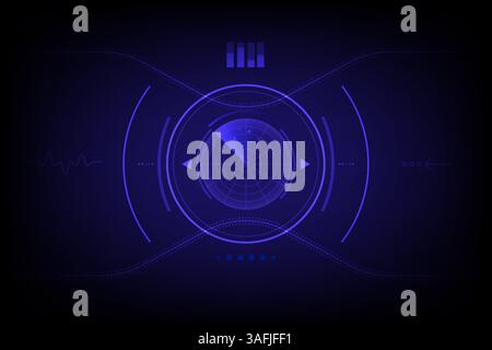 Abstract Technology concept Digital realistic radar screen and targets, Vector illustration Stock Vector