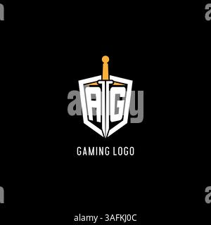 Letter AG logo with shield and sword design inspiration vector graphic Stock Vector