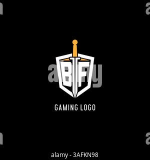 Letter BF logo with shield and sword design inspiration vector graphic Stock Vector