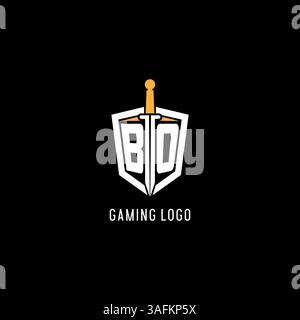Letter BO logo with shield and sword design inspiration vector graphic Stock Vector