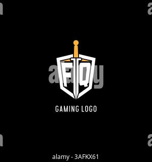 Letter FQ logo with shield and sword design inspiration vector graphic Stock Vector