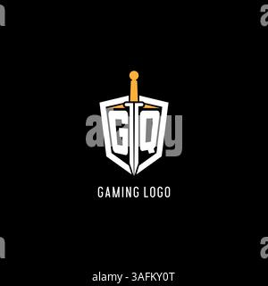 Letter GQ logo with shield and sword design inspiration vector graphic Stock Vector