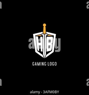 Letter HB logo with shield and sword design inspiration vector graphic Stock Vector