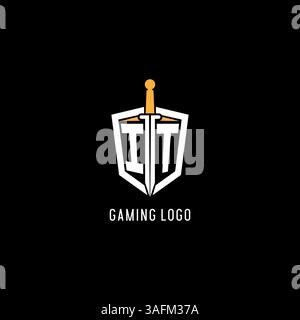 Letter IT logo with shield and sword design inspiration vector graphic Stock Vector