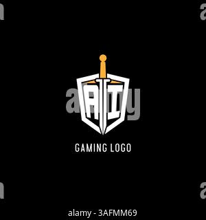 Letter AI logo with shield and sword design inspiration vector graphic Stock Vector