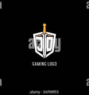 Letter JD logo with shield and sword design inspiration vector graphic Stock Vector