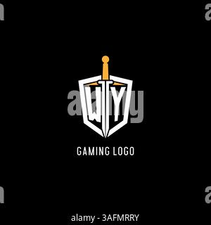 Letter WY logo with shield and sword design inspiration vector graphic Stock Vector