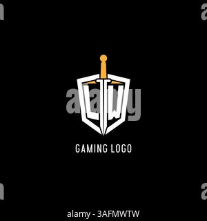 Letter LW logo with shield and sword design inspiration vector graphic Stock Vector