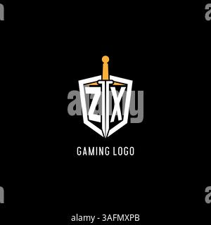 ZX initial gaming logo with shield and star style design