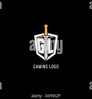 Letter GL logo with shield and sword design inspiration vector graphic Stock Vector
