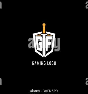 Letter GF logo with shield and sword design inspiration vector graphic Stock Vector