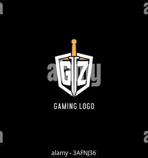 Letter GZ logo with shield and sword design inspiration vector graphic Stock Vector