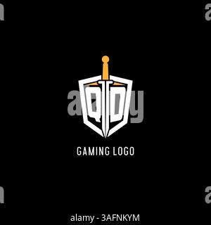 Letter QD logo with shield and sword design inspiration vector graphic Stock Vector