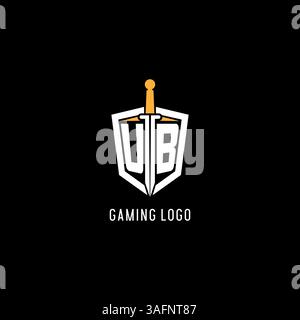 Letter UB logo with shield and sword design inspiration vector graphic Stock Vector