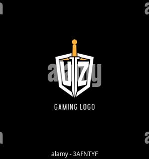 Letter UZ logo with shield and sword design inspiration vector graphic Stock Vector
