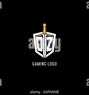 Letter OZ logo with shield and sword design inspiration vector graphic Stock Vector
