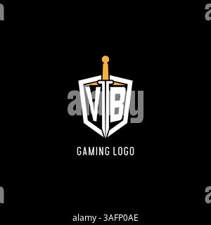 Letter VB logo with shield and sword design inspiration vector graphic Stock Vector