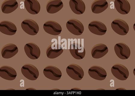 A coffee beans seamless pattern. Brown background with coffee beans. Coffee beans illustration. Stock Vector