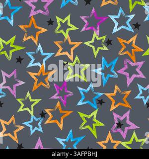 Abstract Stars background. Vector colorful seamless pattern Stock Vector