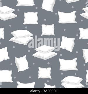 White Pillows seamless pattern. Bed sleep cushions vector illustration in flat cartoon style Stock Vector