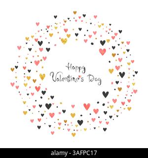 Circle hearts frame border with place for text. Happy Valentines day card Stock Vector