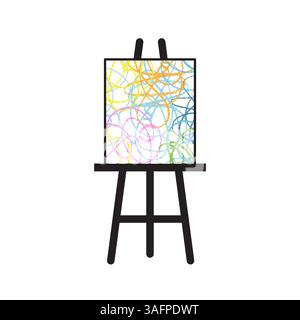 Modern Art Colorful Crayons on Canvas Icon. Isolated on white background. Stock Vector