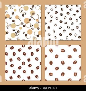 Seamless Coffee beans patterns. Abstract coffee vector illustration Stock Vector