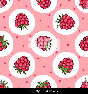 Seamless raspberry pattern. Vector dotted background Stock Vector