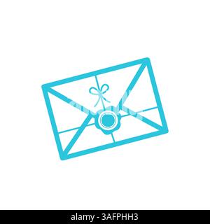 Secret Wax sealed Letter icon. Isolated on white background. From blue icon set. Stock Vector