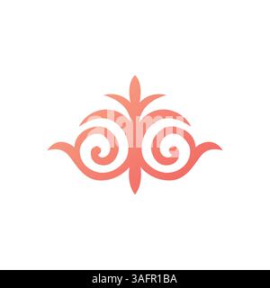 Traditional Kyrgyz ornamental design with ethnic swirls in a minimal gradient style. Perfect for cultural or decorative use. Nomad art on white Stock Vector