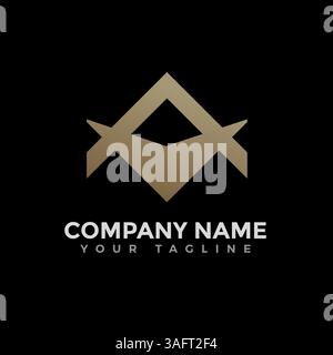 Monogram logo design, initial letter A with line art style concept. Logo design template for business company and personal. Stock Vector