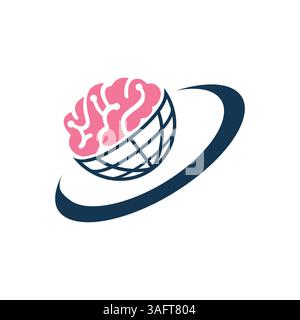 brain globe logo, Brain Power, Global Solutions, Global Thinking Stock Vector