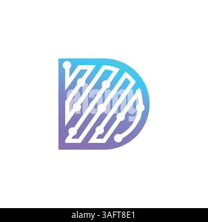 D letter logo with a modern, technologically inspired design Stock Vector