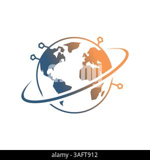 Digital globe logo icon design vector template. Stock Vector